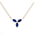 thumbnail image 1 of 1.50 Ct Brilliant Marquise Cut Blue Sapphire Gemstone Wonderful Floral Necklace for Women Solid 18K Rose Gold With 18 inches Chain, 1 of 2
