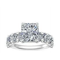 1.50 Ct Brilliant Radiant Shape Solitaire with Accents Genuine Diamond Beautiful Wedding Ring for her Solid 18K White Gold Size 7
