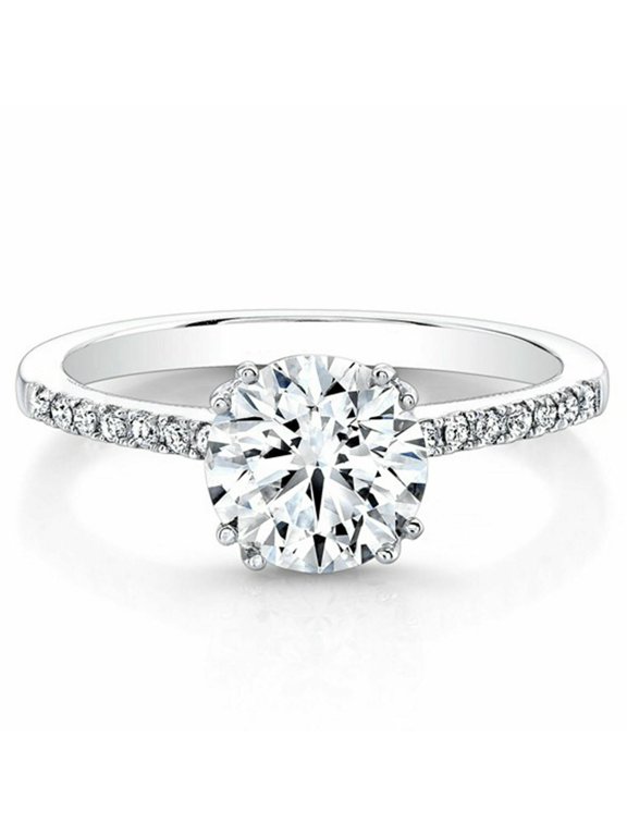 1.50 Ct Brilliant Round Cut Moissanite, 18K White Gold Plated Simple Ring, Engagement Wedding Ring Gift,Dainty Moissanite Ring, Solitaire Ring