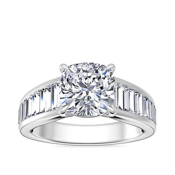 1.50 Ct Cushion Cut Natural Diamond Unique Solitaire with Accents Ring for Anniversary Solid 18K White Gold Size 4