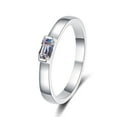 thumbnail image 1 of 1.50 Ct Emerald Cut Simulated Diamond Engagement Ring, East West Diamond Ring, Solitaire Diamond Wedding Anniversary Ring, Half Bezel Set Ring, 14K White Gold Plated, Promise Ring For Her, 1 of 4