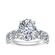 DIAMOND-CAPITALS 1.50 Ct Excellent Oval Cut Genuine Diamond Very Beautiful Solitaire with Accents Wedding Ring for Women Solid 14K White Gold Size 7