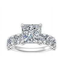 1.50 Ct Excellent Princess Cut Natural Diamond Beautiful Solitaire with Accents Engagement Ring for her Solid 14K White Gold Size 7