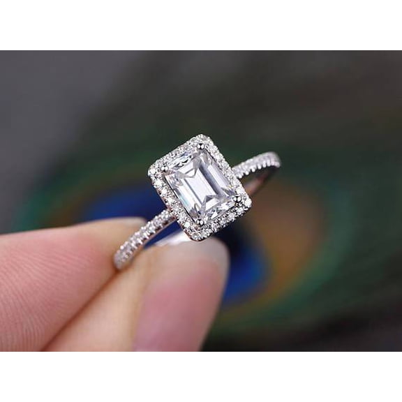 1.50 Ct Halo Moissanite Diamond Wedding Ring With 18K Rose Gold Plating, Promise Ring, Anniversary Ring