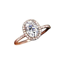 1.50 Ct Oval cut Halo Man made diamond moissanite Wedding Ring with 18k Gold Plating