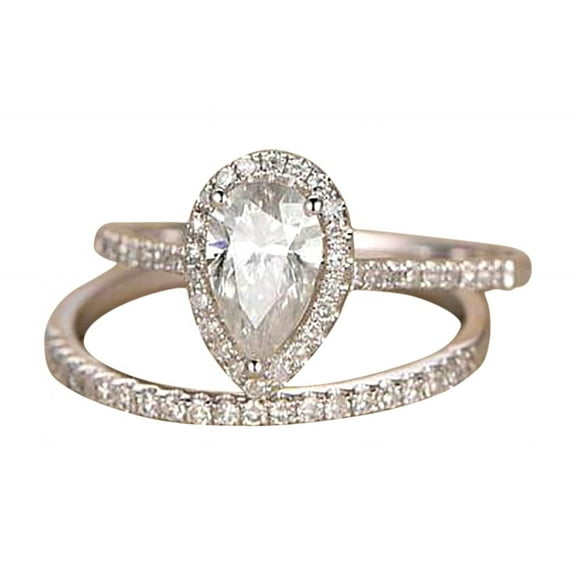 1.50 Ct Pear cut Moissanite and Moissanite Bridal Set with 18k Gold Plating