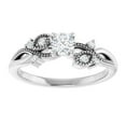 thumbnail image 1 of 1.50 Ct Round Brilliant Cut Simulated Diamond Ring, Floral Cluster Halo Diamond Engagement Wedding Ring, Leafy Stackable Diamond Shank Anniversary Ring, 925 Sterling Silver, Promise Gift Ring, 1 of 5