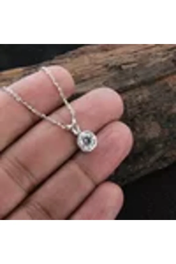 1.50 Ct Round Cut Lab Created Diamond Bezel Pendant 14K White Gold Plated Silver