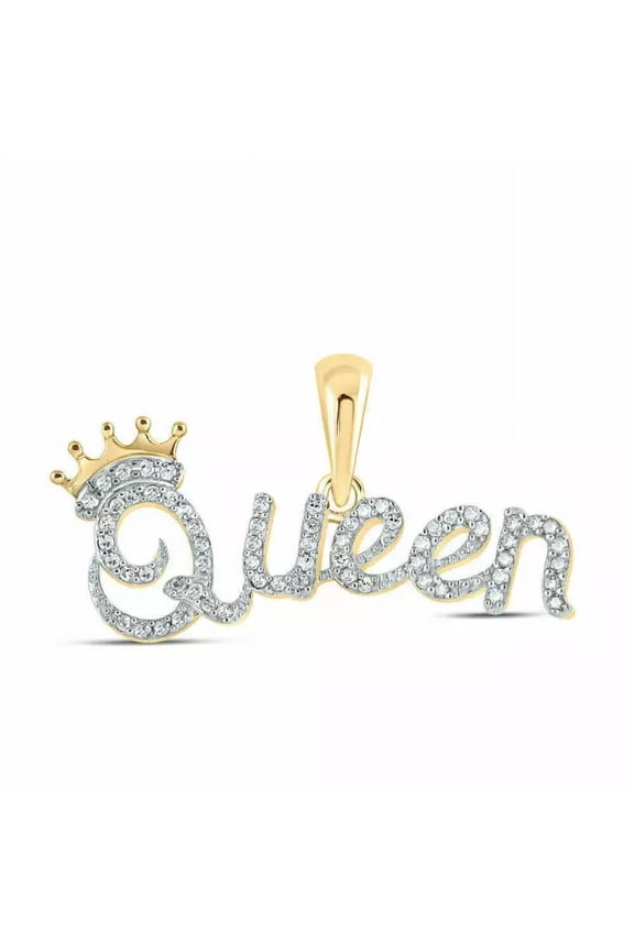 1.50 Ct Round Cut Lab-Created Diamond Crown Queen Pendant 14k Yellow Gold Plated