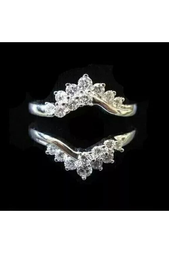 1.50 Ct Round Cut Lab Created Diamond Wrap Enhancer Ring 14k White Gold Plated