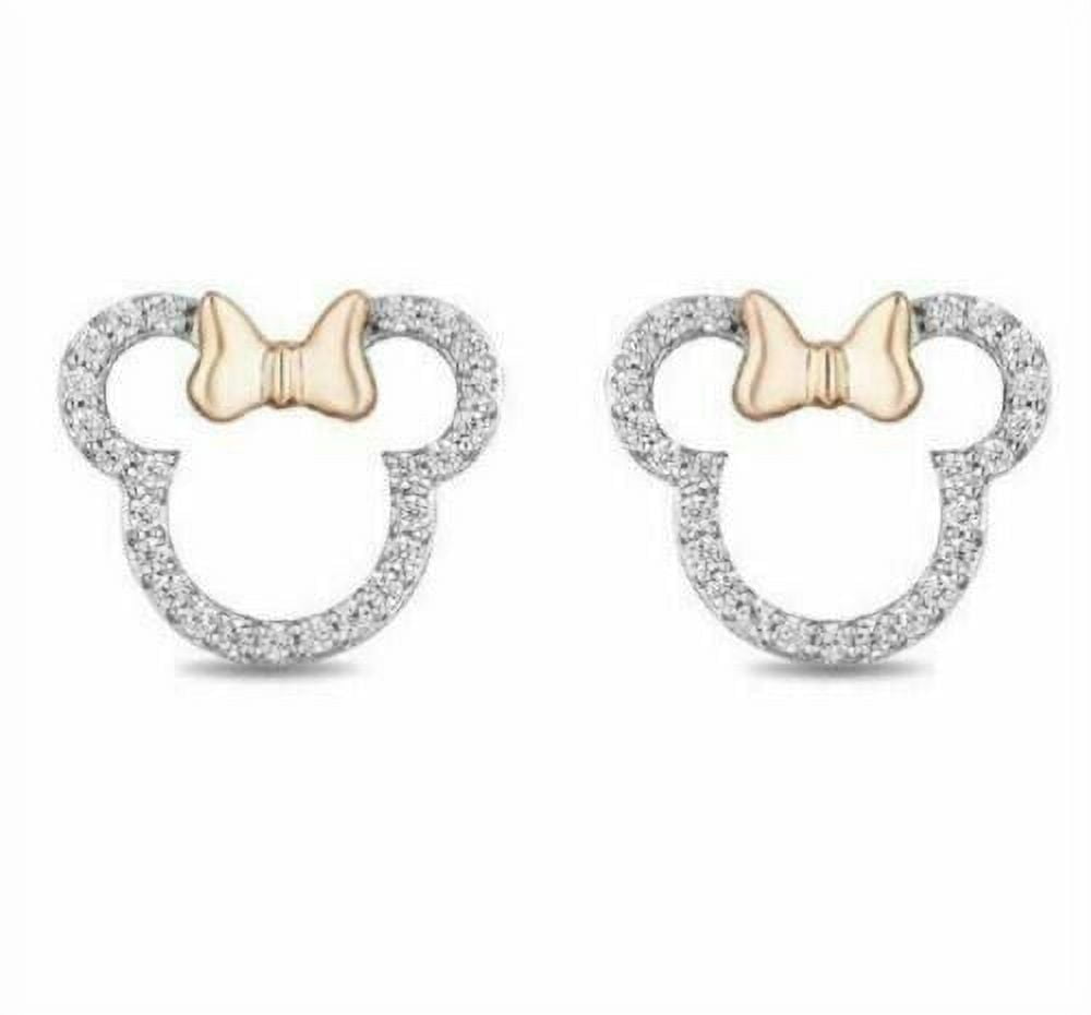 SHREE JEWELS 1.50 Ct Round White Diamond Mickey Mouse Stud Earrings 14k White Gold Plated