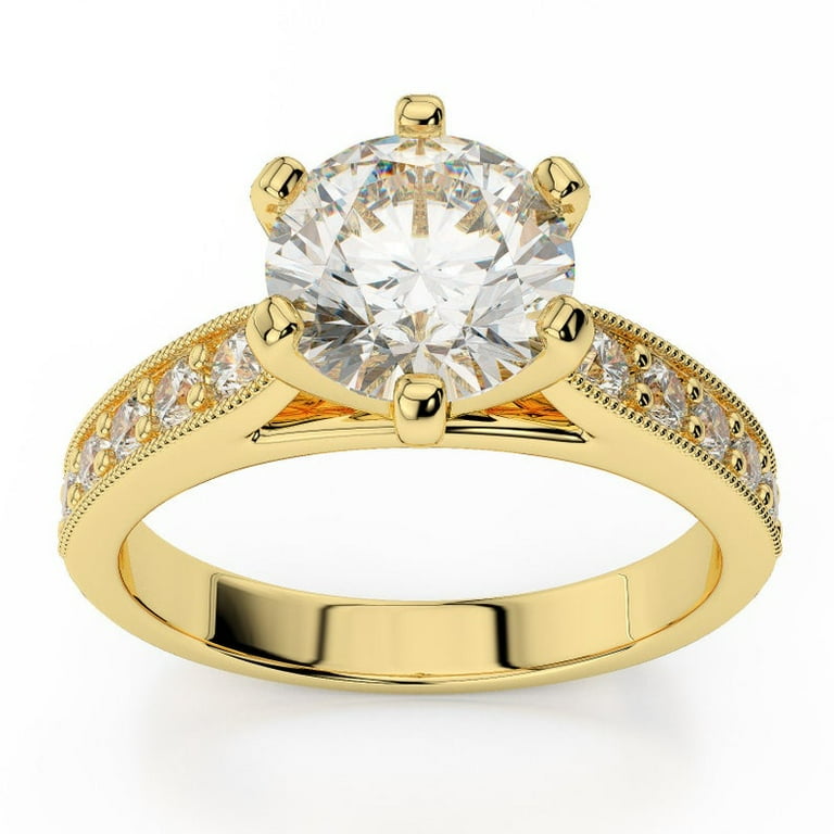 LADIES SOLITAIRE RING 1.50CT ROUND DIAMOND 14K YELLOW GOLD LADIES SOLITAIRE RING 1.50CT ROUND DIAMOND 14K YELLOW GOLD