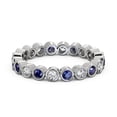 thumbnail image 1 of 1.50 Ct Unique Round Cut Genuine Diamond Blue Sapphire Full Eternity Band for Engagement 14K White Gold Size 9.5, 1 of 7
