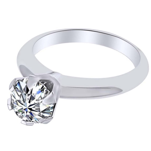 AFFY 1.50 Ct White Natural Diamond Solitaire Engagement Ring in 14k White Gold Ring Size - 4.5