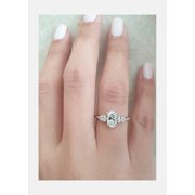 1.50 Cts Certified Oval Shape Moissanite Solitaire Engagement Ring, 18K White Gold Plated Ring /925 Sterling Silver Ring