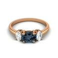 thumbnail image 1 of 1.50 Cts London Blue Topaz 925 Sterling Silver Rose Vermeil Three-Stone Past, Present and Future Ring, 1 of 3