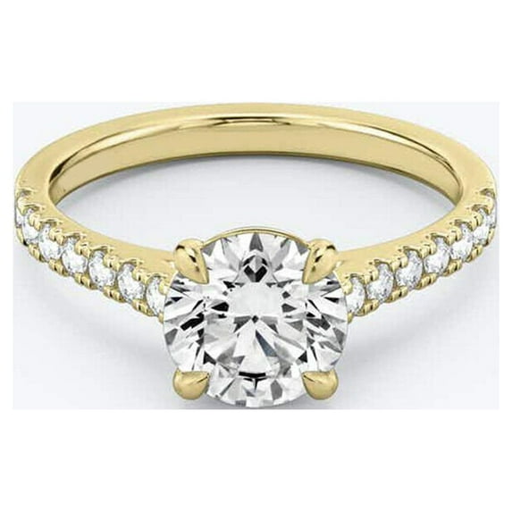 1.50 Cts Round Cut Moissanite Diamond Ring in 18K White Gold Plated/Engagement Promise Ring/Dainty Gold Ring/Moissanite Jewelry/Forever Moissanite Ring