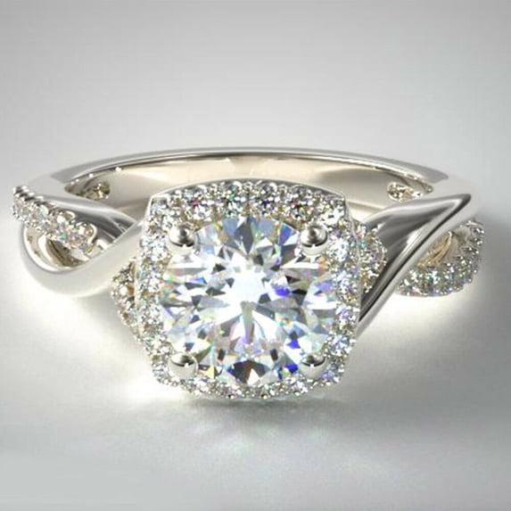 1.50 Cts Round Moissanite Solitaire Engagement Ring for women 18k White Gold Plated Bridal Wedding Ring and 925 Silver Ring gift for her