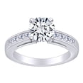 thumbnail image 1 of AFFY (1.50 Cttw) Round & Princess Shape White Natural Diamond Solitaire Engagement Ring In 14k Solid White Gold Ring Size-5.5, 1 of 1