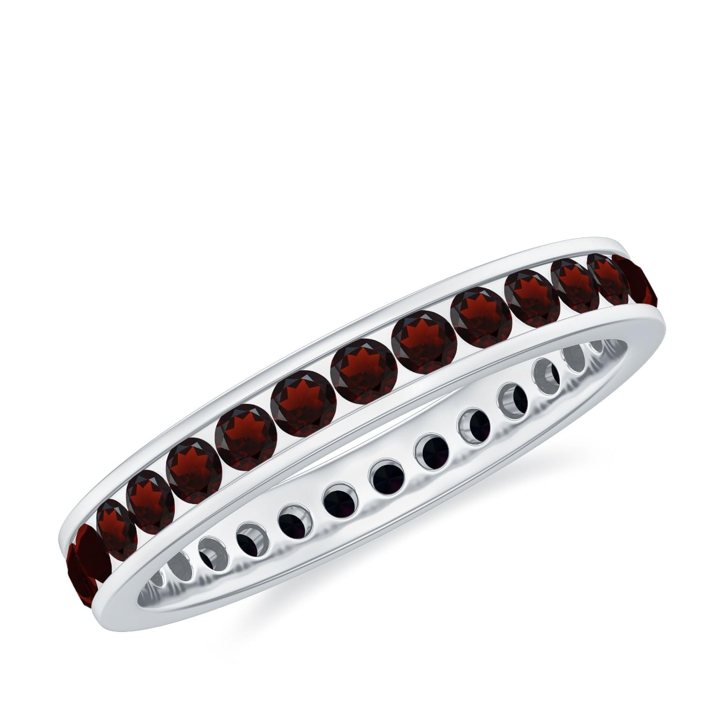 1.50 Ctw Channel Set Round Red Garnet 925 Sterling Silver Eternity ...