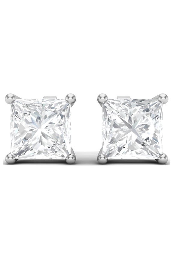 1.50 Ctw Squre Shape Moissanite Diamond 925 Sterling Silver Solitaire Women Wedding Stud Earring