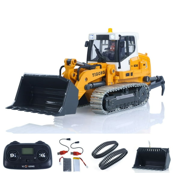 1:50 RC Electric Lifting Tracked Loader LR636 2.4G Construction Vehicle Metal Bucket Tracks Ripper RTR Model Light Sound Battery