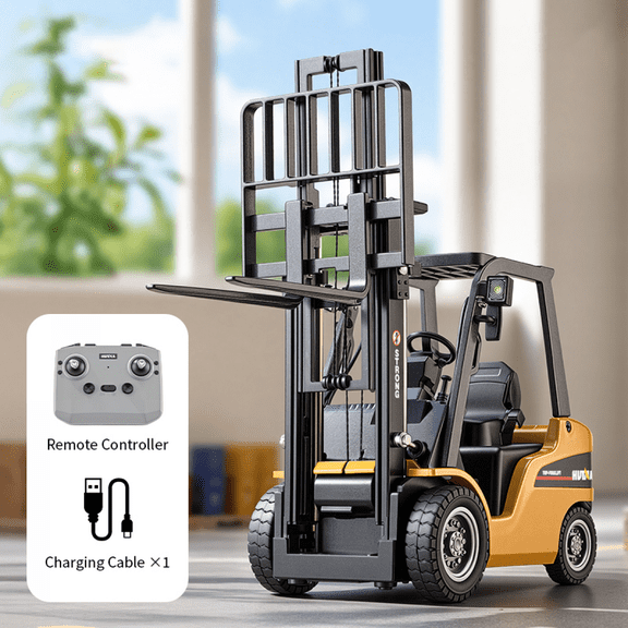 1:50 RC Forklift Toys, 2.4G Desktop Remote Control Construction Vehicle with Light & Sound for 14+ Gifts