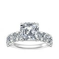 thumbnail image 1 of 1.50 T.C.W Brilliant Asscher Cut Natural Diamond Latest Design Solitiare with Accents Engagement Ring for Women Solid 18K White Gold Size 3, 1 of 8