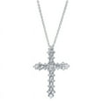 thumbnail image 1 of 1.50 T.C.W Excellent Cut Real Diamond Stunning Religious Cross Necklace for Women Solid 18K White Gold With 18 inches chain, 1 of 3