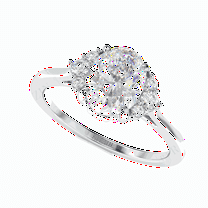1.50 TCW Lab Grown Diamond Oval Cut Cluster Engagement Ring 10K White Gold