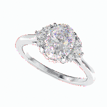 1.50 TCW Lab Grown Diamond Oval Cut Cluster Engagement Ring 10K White Gold