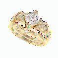 thumbnail image 1 of 1.50 TCW Lab Grown Diamond Princess Cut Bridal Set Engagement Ring 14K Yellow Gold, 1 of 5