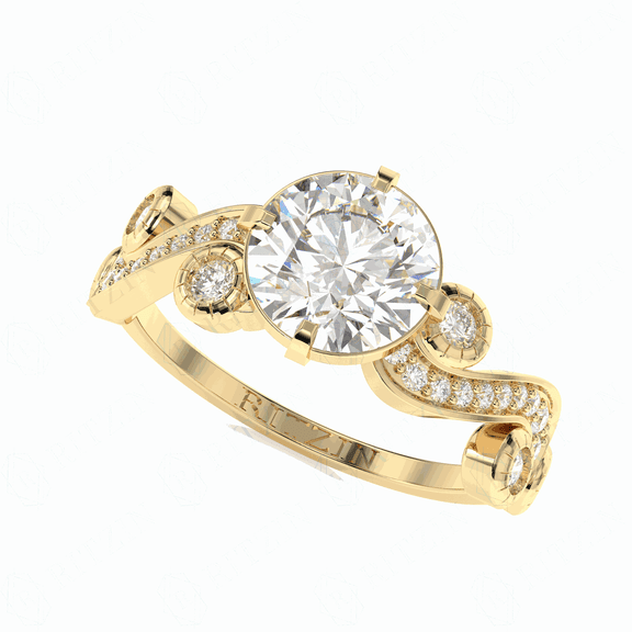 1.50 TCW Lab Grown Diamond Round Cut Bridal Set Engagement Ring 18K Yellow Gold