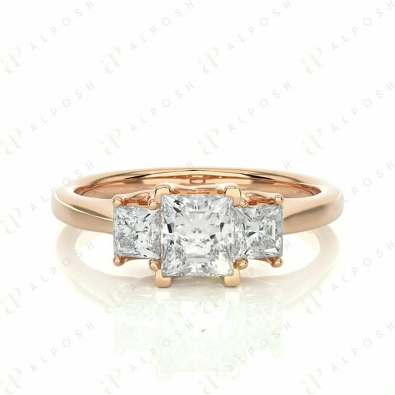 1.50 TCW Princess Cut 3 Stone Engagement Ring 925 Silver