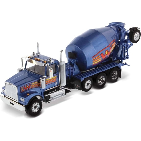 1:50 Western Star 4900 with Lift Axle and McNeilus BridgeMaster Mixer - Metallic Blue - Diecast Masters 71075 Transport Series