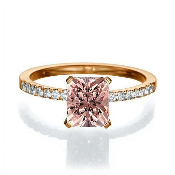 1.50 carat Emerald Cut Morganite  Engagement Ring in 10k Rose Gold