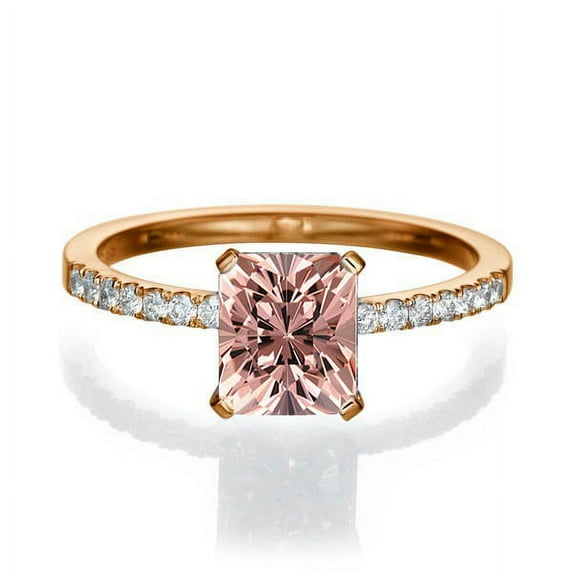 1.50 carat Emerald Cut Morganite Engagement Ring in 10k Rose Gold