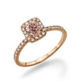 thumbnail image 1 of 1.50 carat Emerald Cut Morganite and Diamond Halo Engagement Ring in 10k Rose Gold, 1 of 2