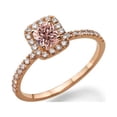 thumbnail image 1 of 1.50 carat Emerald Cut Morganite and Diamond Halo Engagement Ring in 10k Rose Gold, 1 of 2