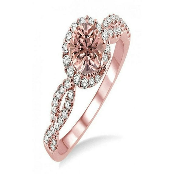 1.50 carat Morganite and Diamond Engagement Ring for Women in 14k Rose Gold affordable morganite & diamond engagement ring
