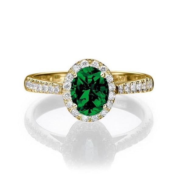 1.50 carat Oval Cut Oval and Diamond Halo Engagement Ring in 10k Yellow Gold