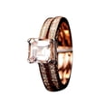 thumbnail image 1 of 1.50 carat Princess Real Morganite and Man made diamond moissanite Bridal Wedding Ring Set Bestselling Design Sterling Silver with 18k Gold Plating, 1 of 6
