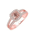 thumbnail image 1 of 1.50 carat Real Morganite and Moissanite Engagement Ring Halo Ring for Women Sterling Silver with 18k Gold Plating, 1 of 3