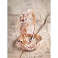 thumbnail image 1 of 1.50 carat Round Cut Morganite and Diamond Halo Bridal Wedding Ring Set in 10k Rose Gold, 1 of 2
