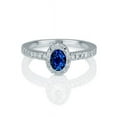 thumbnail image 1 of 1.50 carat Round Cut Sapphire and Diamond Halo Engagement Ring in 10k White Gold, 1 of 2