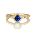 thumbnail image 1 of 1.50 carat Round Cut Sapphire and Diamond Halo Engagement Ring in 10k Yellow Gold, 1 of 2
