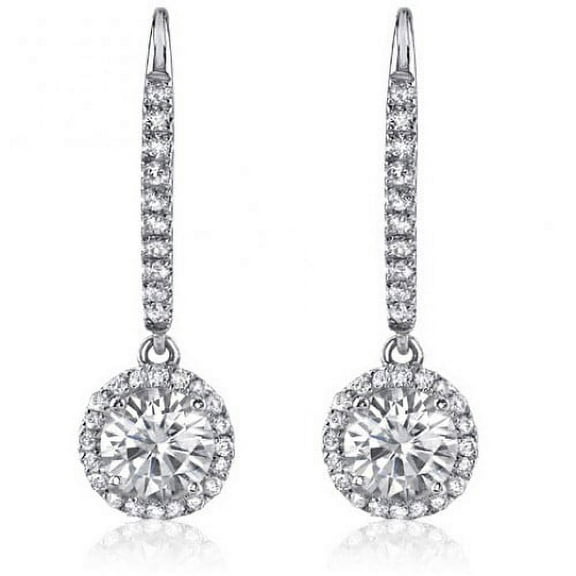 1.50 ct Ladies Round Cut Diamond Drop Earrings in White Gold