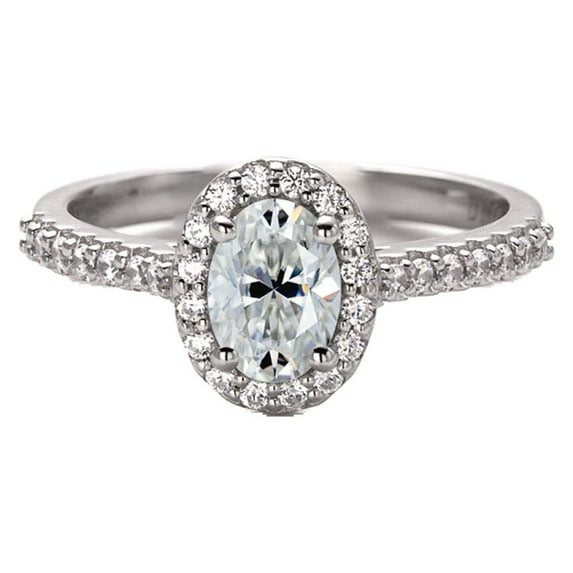 1.50 ct Oval Cut Moissanite Halo Engagement Ring 925 Solid Sterling Silver