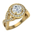 thumbnail image 1 of 1.50 ct tw Solitaire Diamond Round Halo Crisscross Shank Engagement Ring 14K Gold, 1 of 6