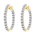 thumbnail image 1 of AFFY (1.50 cttw) In & Out Side Round Cut White Natural Diamond Hoop Earrings In 10k Yellow Gold, 1 of 1